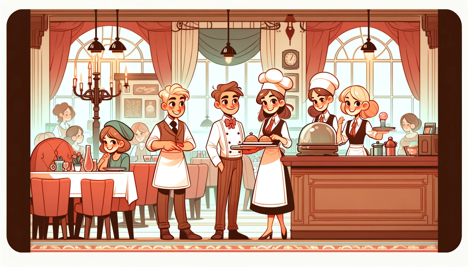 Pracownicy restauracji - ilustracja